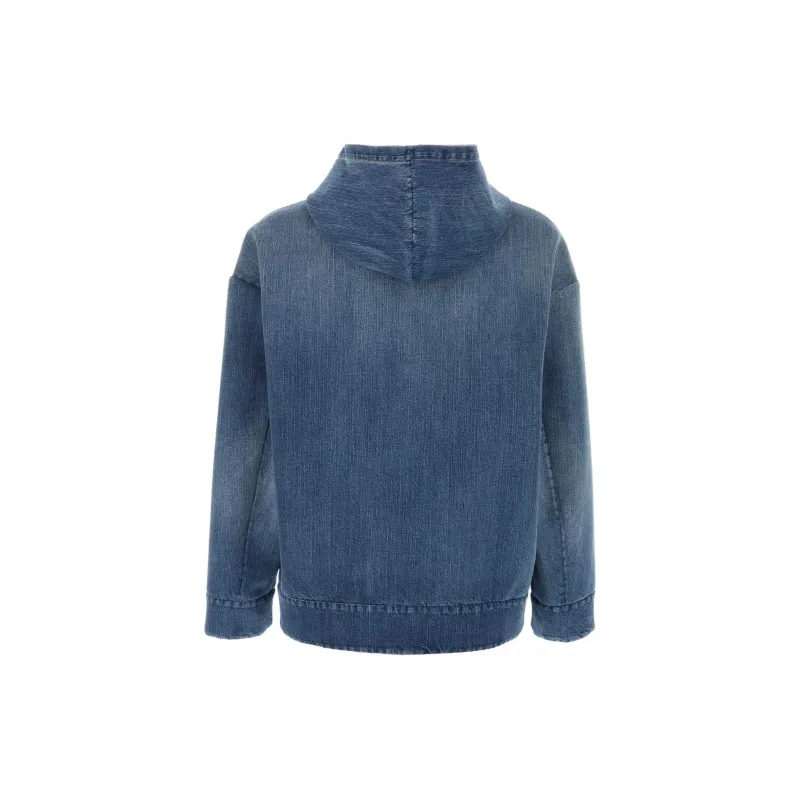 Valentino Zip Up Hooded Denim Jacket-1