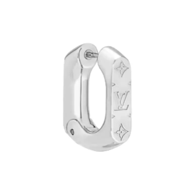 LOUIS VUITTON Monogram Chain Hoop Earring-2
