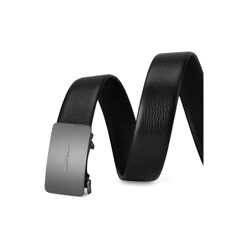 PIERRE CARDIN Top Grain Cow Leather Belts Men's Black 3.5cm-5