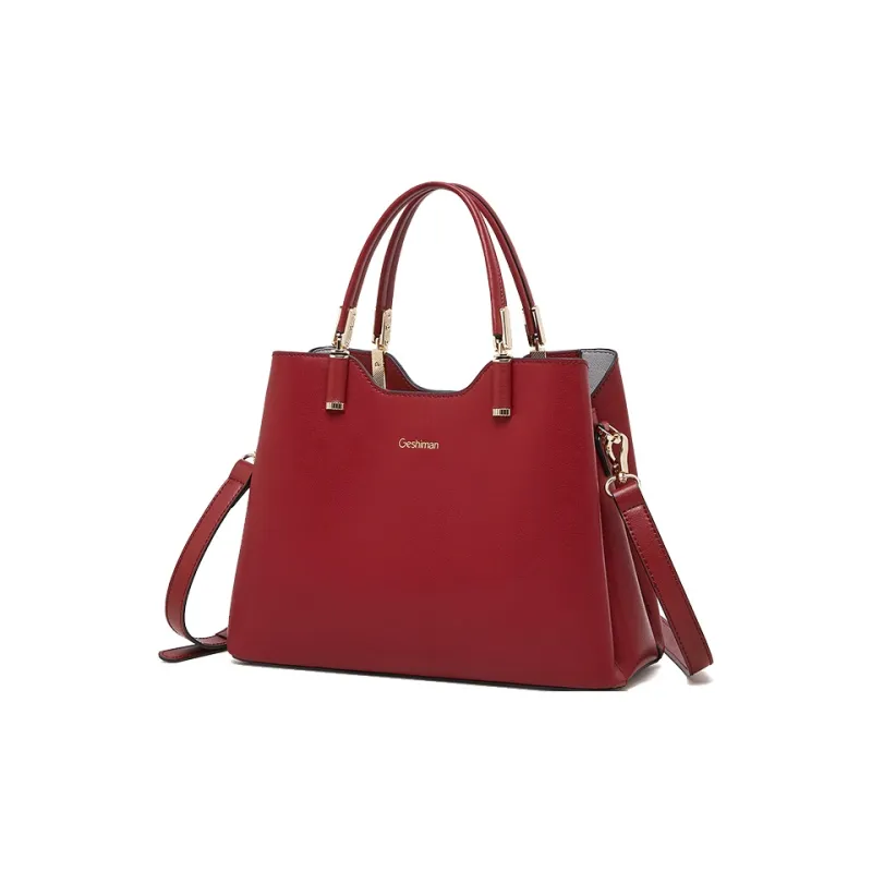 Geshiman Cow Leather Shoulder Bag Crossbody Bag Handbag Large Size Women's Ecru/Beige Apricot/Royal Blue/Purple/Maroon-20