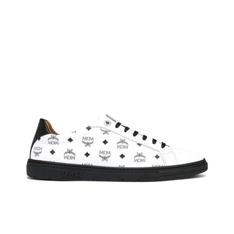 MCM Visetos Terrain Low 'Monogram Print - White Black'-1