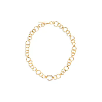 Oscar De La Renta Pavé O Chain link Necklace