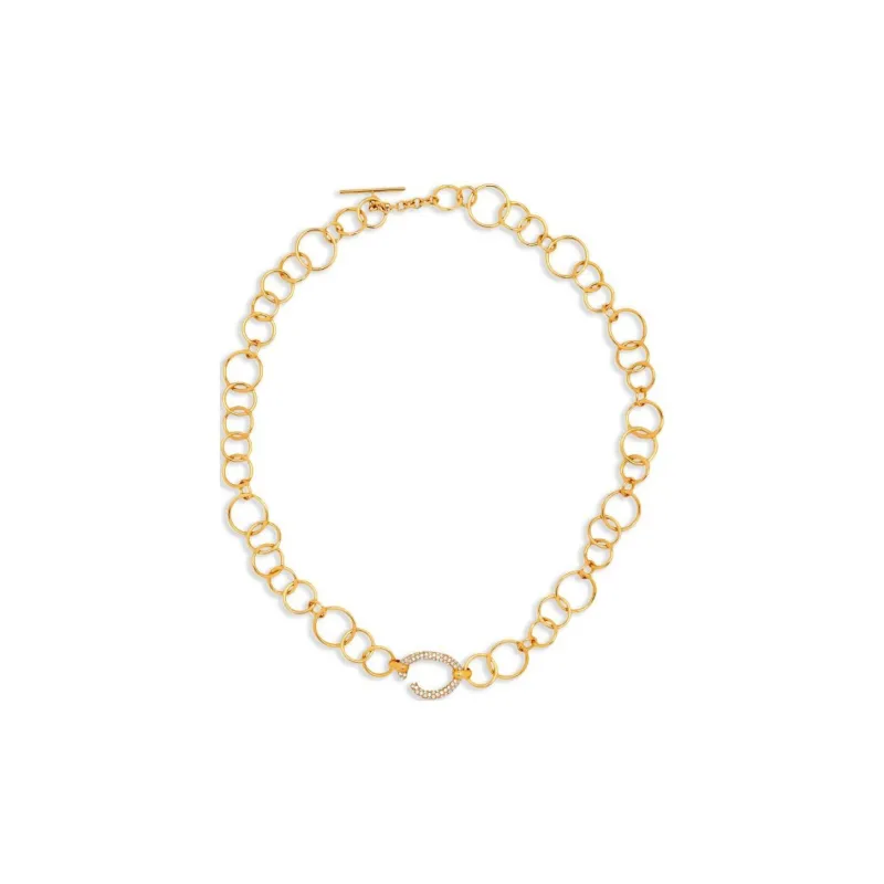 Oscar De La Renta Pavé O Chain link Necklace-0