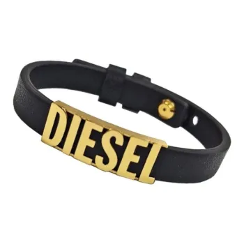 DIESEL Stainless Steel Leather Bracelets Men's Black