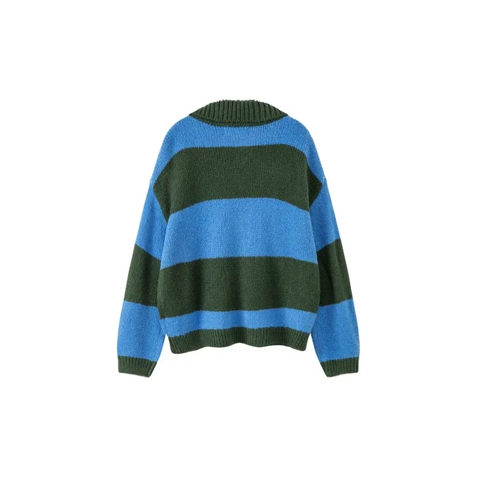 NO ONE ELSE Knitwear Unisex Green Stripes Pattern-1