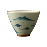 Hand-Drawn Ge Kiln Bamboo Hat Cup-Landscape