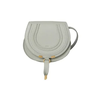 Chloe Marcie Grained Calfskin Saddle Bag Crossbody Shoulder Bag Small Size Women's Seaweed Green