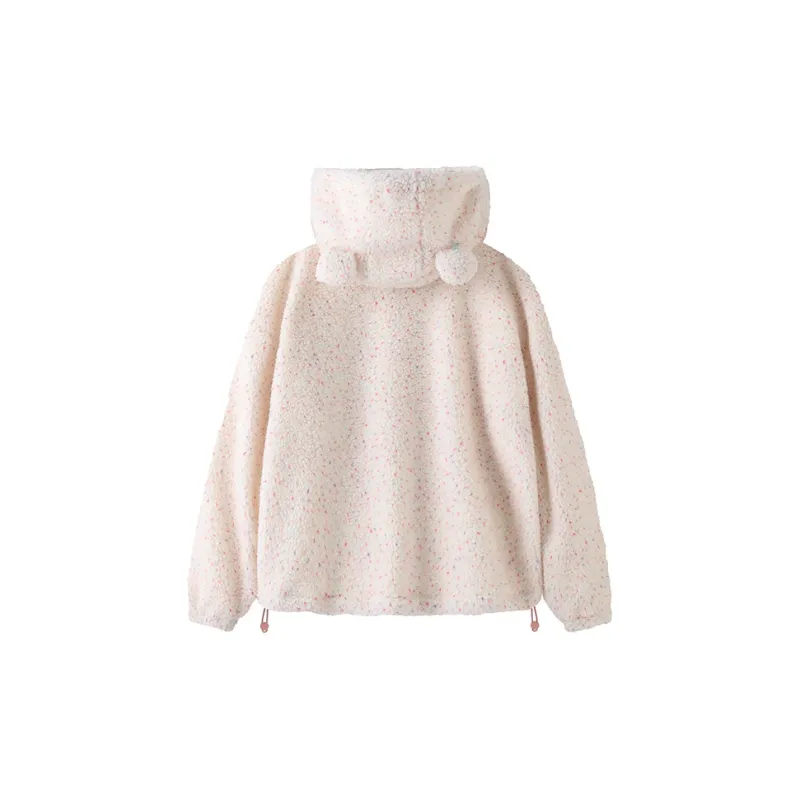 LAMLICKA Velvet feel Coat Women's Pink White-1