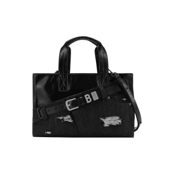 BLACKHEAD Denim Tote One Shoulder Handbag Regular Unisex Black