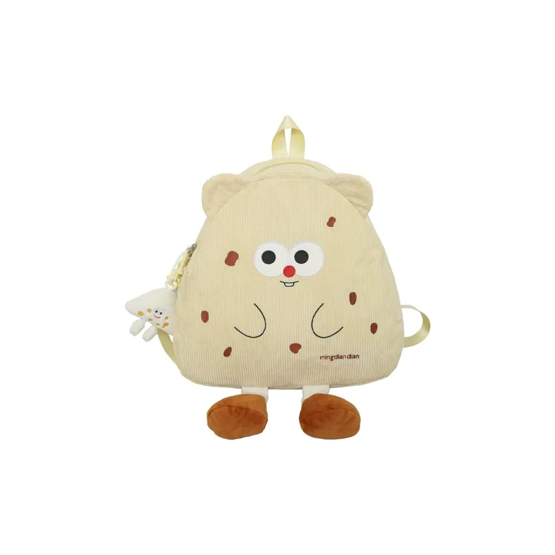 Kaka Tree Corduroy Backpack Small Size Unisex Dark Khaki/Light Khaki/Yellow/White-7