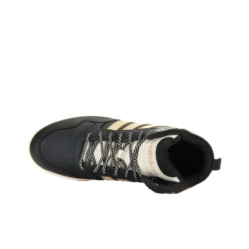 Adidas Hoops 3.0 Mid Winterized Classic Fur Lining Core Black Magic Beige Wonder White-3