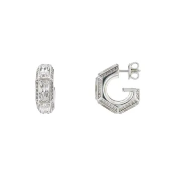 GUCCI 941 Silver Zircon Earrings Unisex Silver