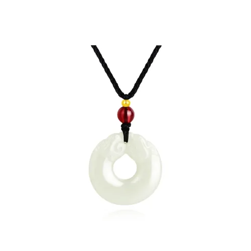 JINLIUFUJIXIANG Hetian Jade Necklaces White Jade/Pale Greenish White Jade Unisex