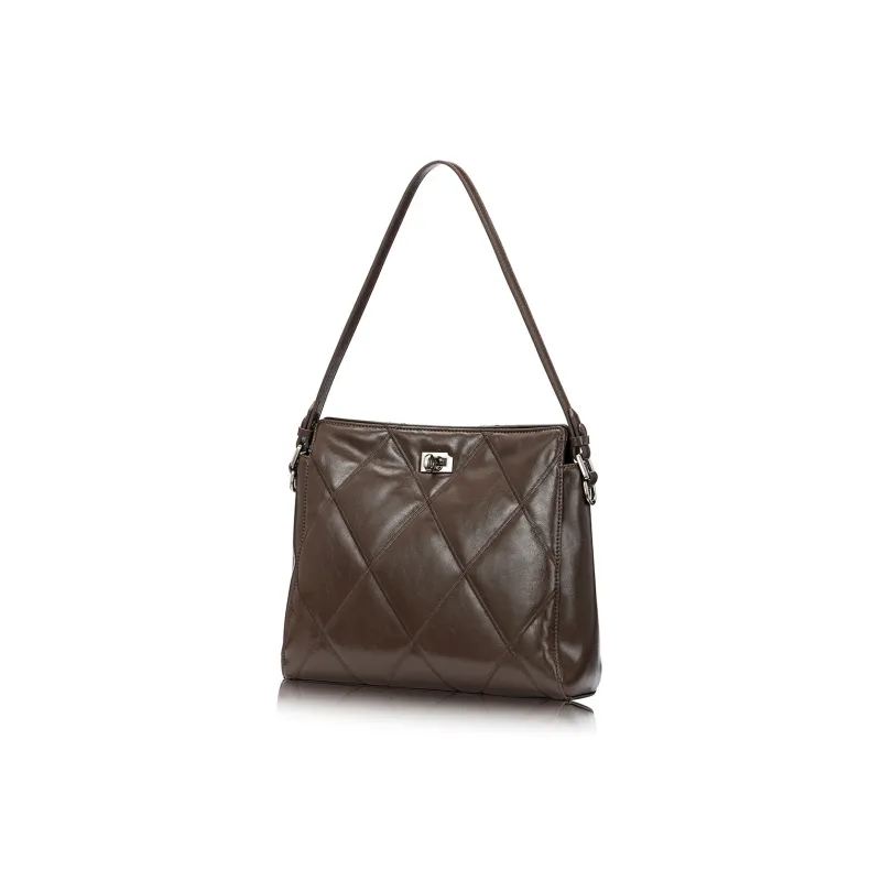 ROBERTA DI CAMERINO Cow Leather Crossbody Bag, Shoulder Bag Women's Maillard Style Brown/Classic Black-1