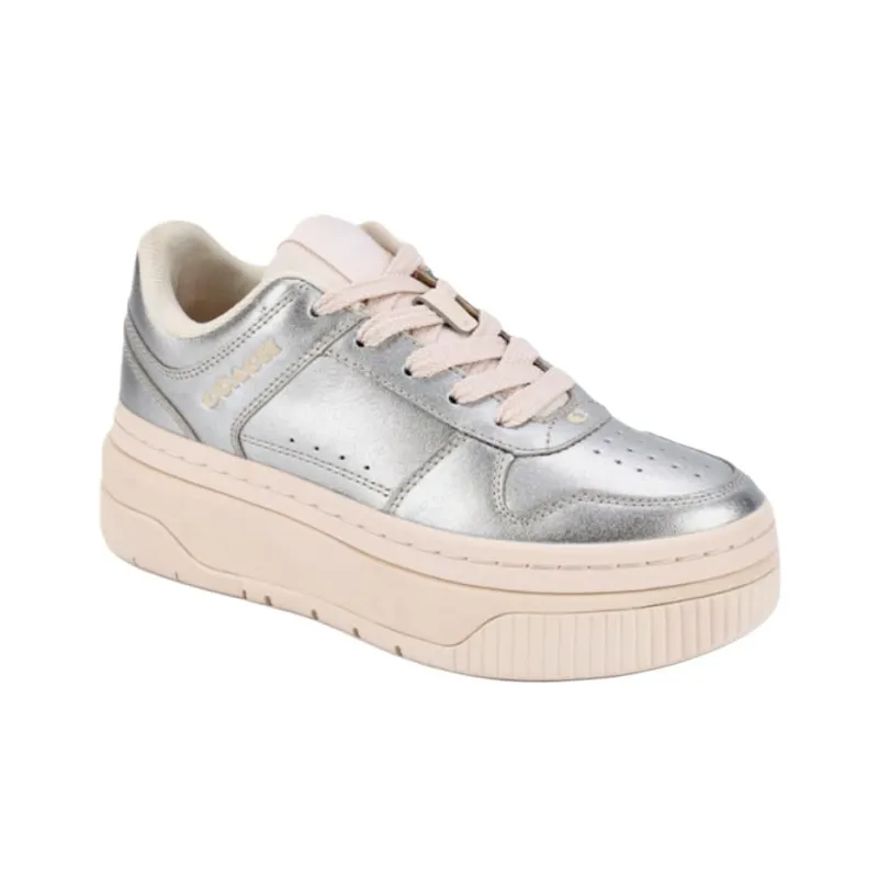 COACH Low Top Skateboard Shoes Women's Silver-1