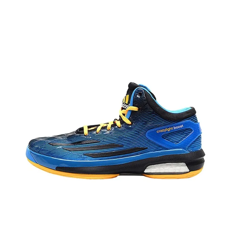 Adidas Crazylight Boost Cushioned Slip Resistant Low Top Basketball Shoes Men's Blue black Gold-0
