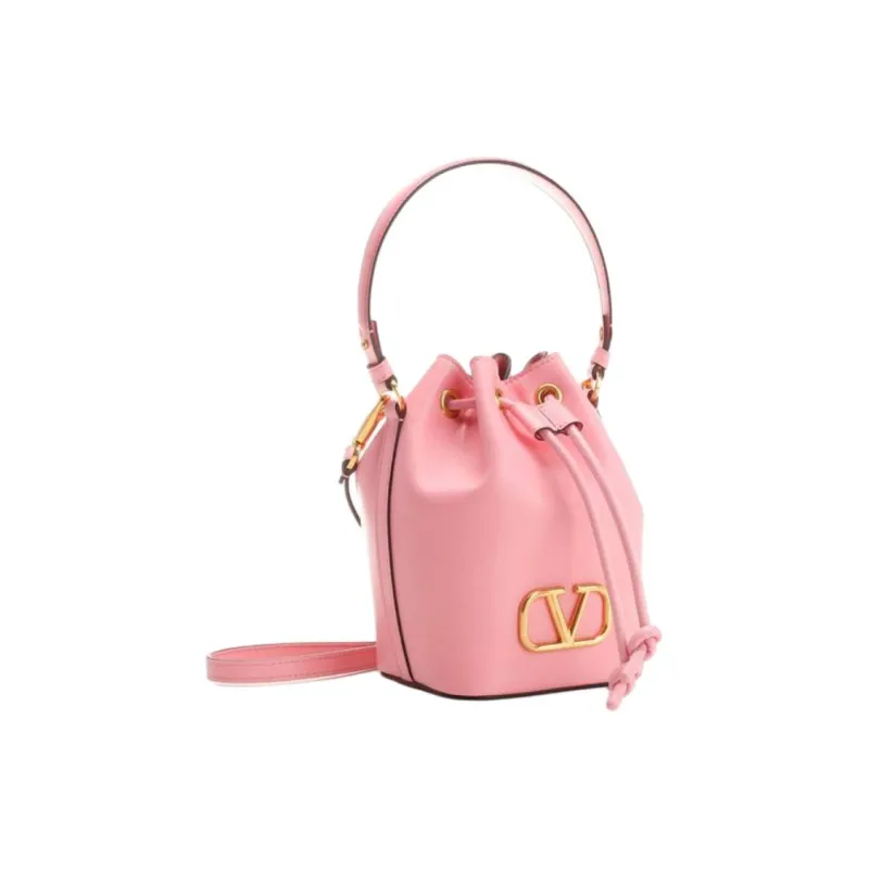 Valentino Vlogo Soft Sheepskin Bucket Bags One Shoulder Handbags Mini Women's Pink-1