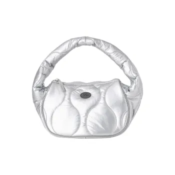 Lee Nylon Hobo Bag Handbag Mini Women's Silver