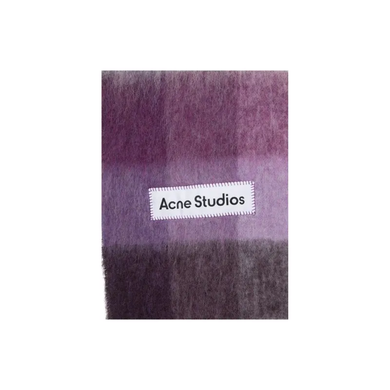 Acne Studios Logo patch Checked Scarf-2
