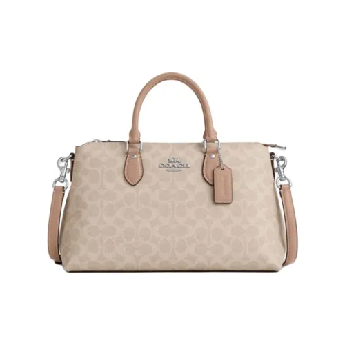 COACH PVC Shoulder Bag Crossbody Bag Handbag Large Size Women's Khaki