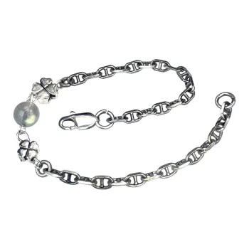 SHIYI N CIFANG Gray Moonstone 925 Sterling Silver Trendy Bracelet Unisex