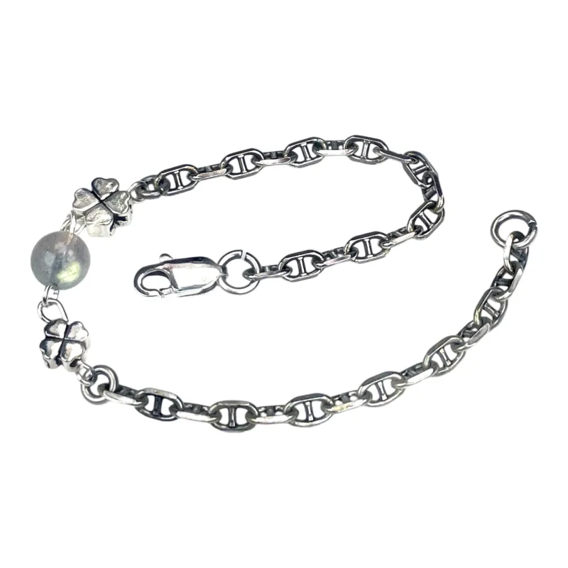 SHIYI N CIFANG Gray Moonstone 925 Sterling Silver Trendy Bracelet Unisex-0