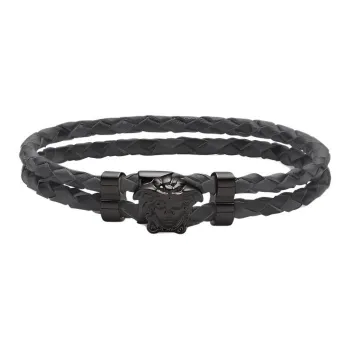 VERSACE Leather Bracelets Unisex Black