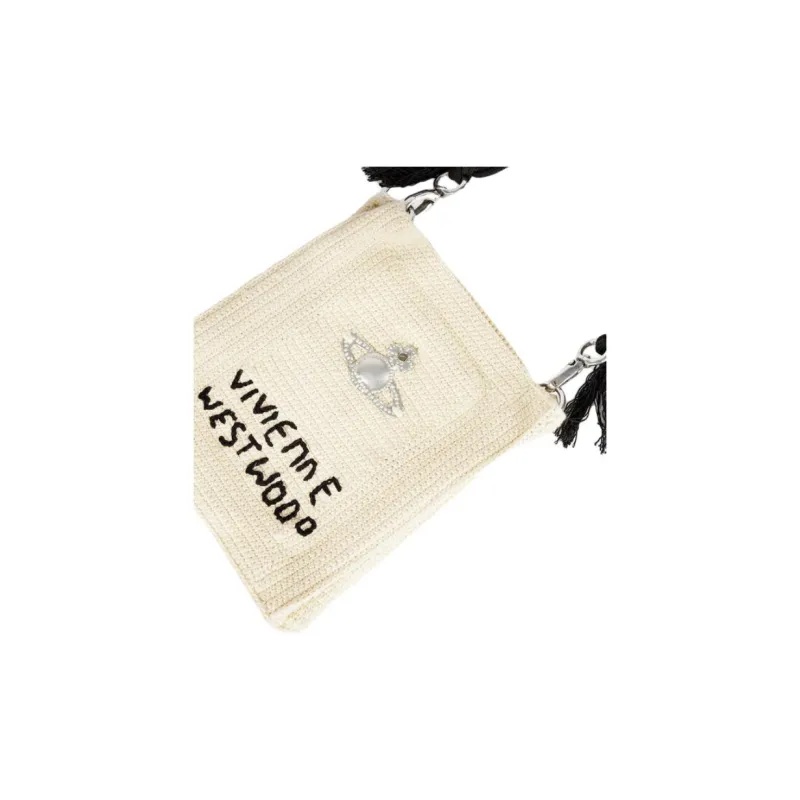 Vivienne Westwood Organic Cotton Flower Shoulder Bag, Crossbody Bag Trumpets Men's Ivory-2
