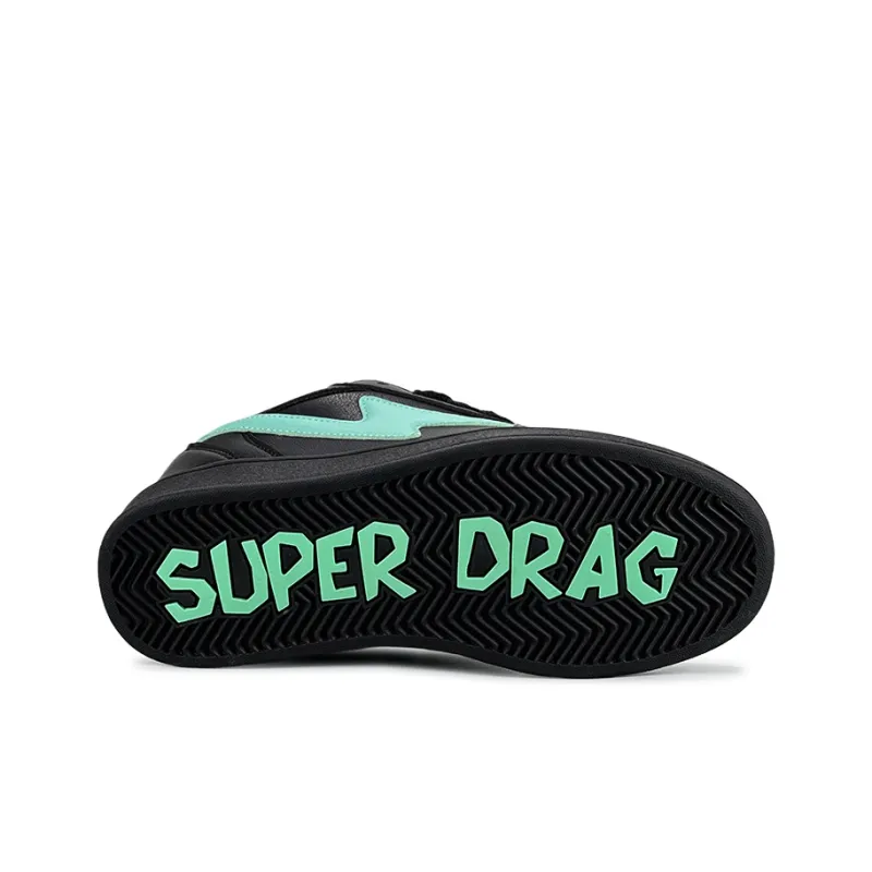 LuzaoT SUPER DRAG Coverage Slip Resistant And Abrasion Resistant Low Top Skateboard Shoes Women's Black Green-4