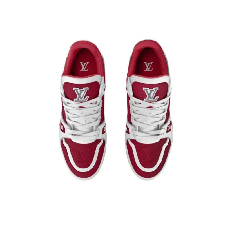 LOUIS VUITTON Trainer Low Top Skateboard Shoes Men's Red-3