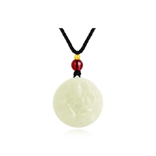 JITAIXIANG Hetian Jade Necklaces White Jade/Pale Greenish White Jade Unisex