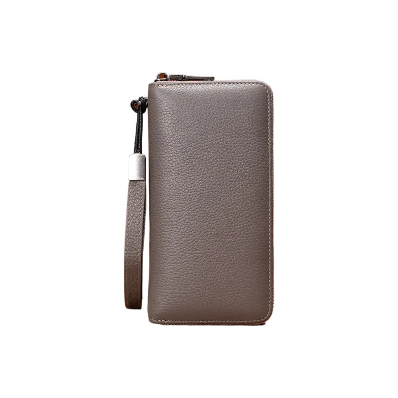 DIFENISE Top Grain Cow Leather Wallet Unisex Black/Smoke Gray-6