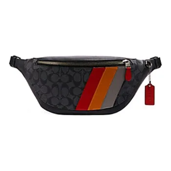 COACH Warren PVC One Shoulder Crossbody Bag Sling Bag Fanny Pack Large Size Men's Black Gray Color