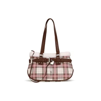 VANWALK PU Shoulder Bag Large Size Women's White/Brown/Pink