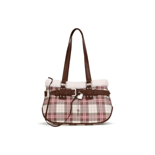 VANWALK PU Shoulder Bag Large Size Women
s White/Brown/Pink