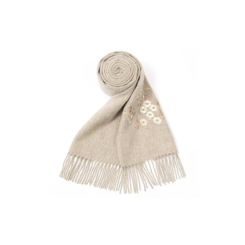 Shanghai Story Sheep Wool Knit Scarves Women's Sandalwood 5 Colors To Choose From-9