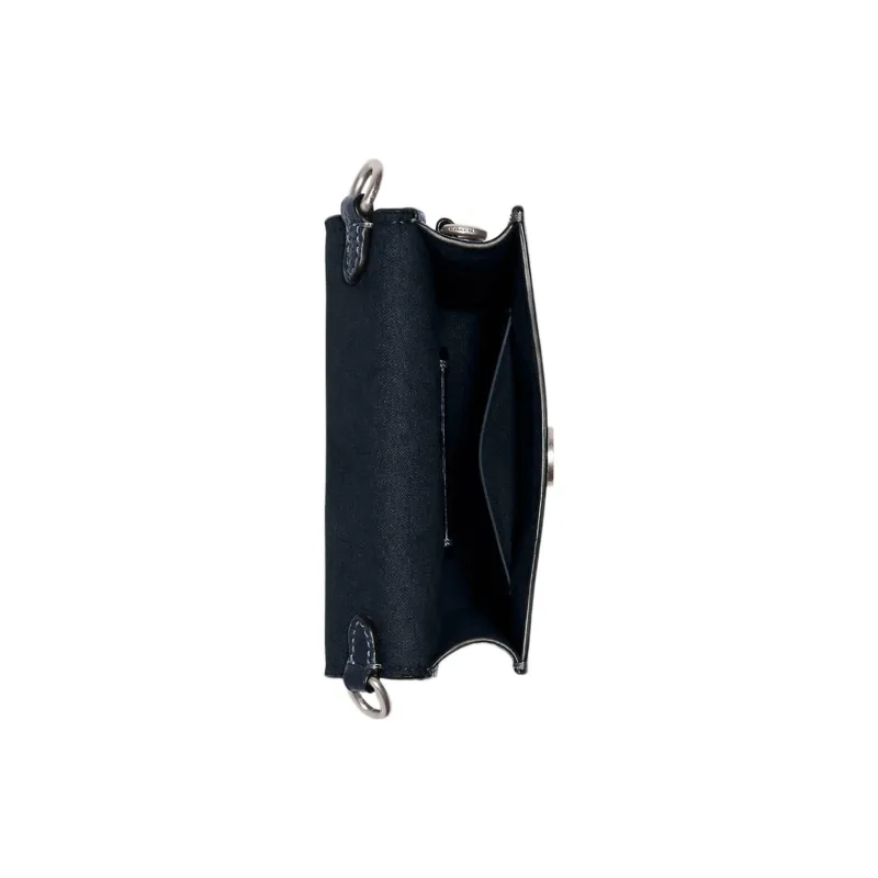 COACH Leather Cell Phone Pouch, Crossbody Bag Women's Dark Blue-3