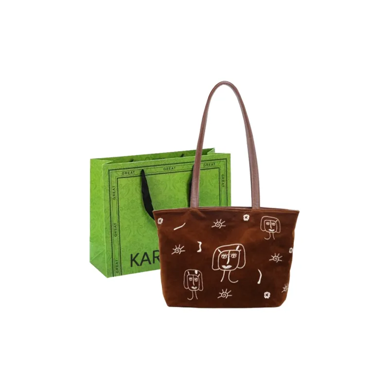 KARUISHA Suede Shoulder Bag Women's Black/Coffee/Brown-12