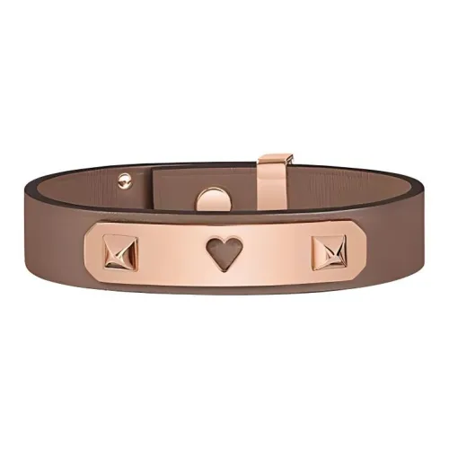 HERMES Leather Wristbands Unisex Umber