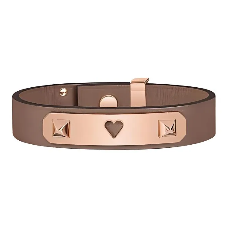 HERMES Leather Wristbands Unisex Umber-0