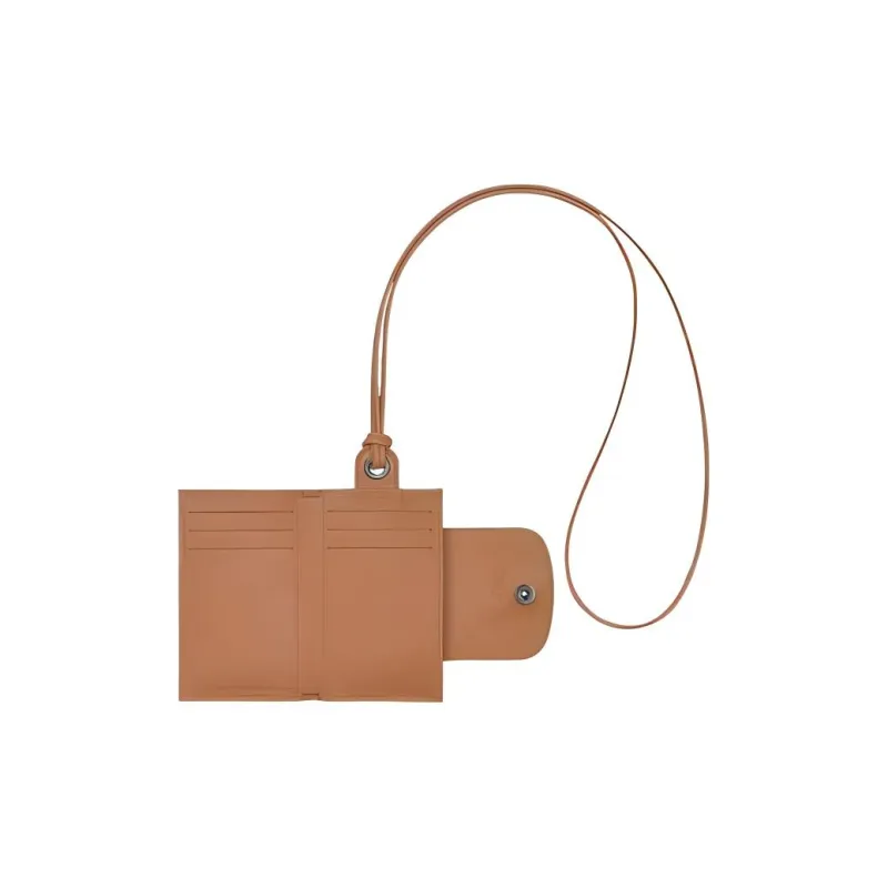 LONGCHAMP Le Pliage Cuir Leather Hanging Rope Card Holder Coin Purse Women's Brown-2