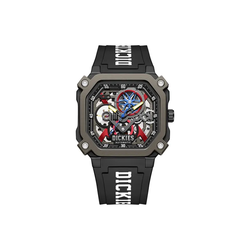 Dickies Wrist Watch Mechanical Movement Silicone Strap Cut Out Dial Unisex-8