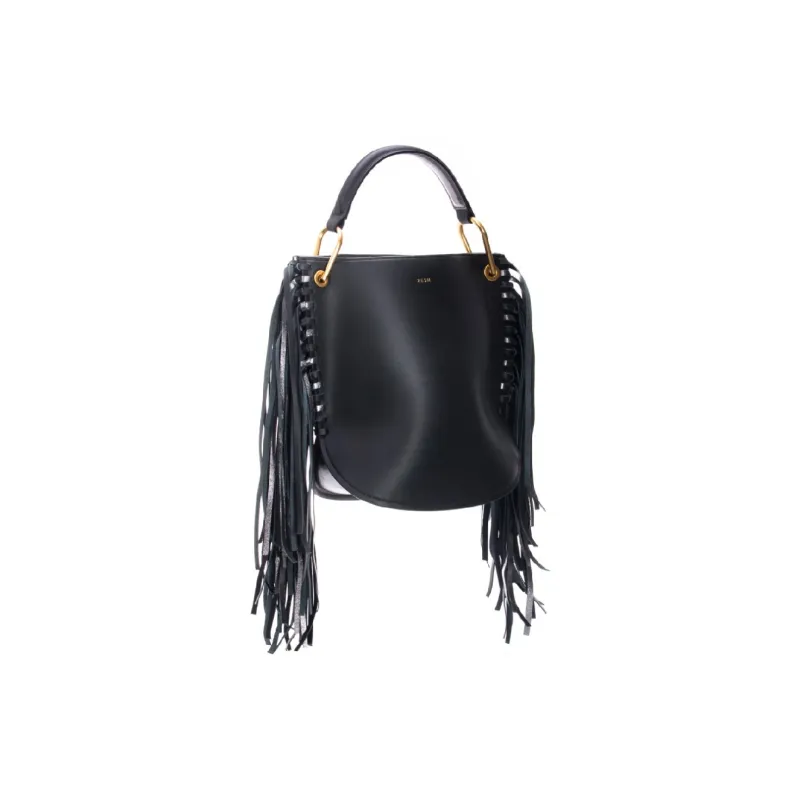 ZESH Cow Leather Fringe Commute Bucket Bag Handbag Medium Size Women's Multicolor-7