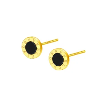 DAIRUO 18K Gold Colored Gold Stud Earrings Unisex