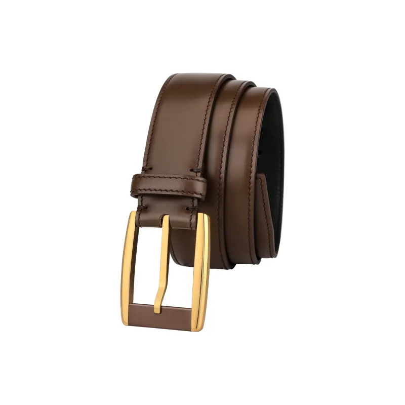CATELLES Top Grain Cow Leather Leather Belts Men's Silver Buckle Black/Gold Tone Lock Coffee 3.5cm-6