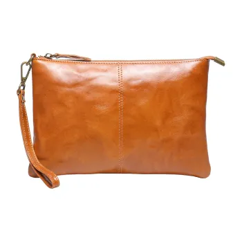 LARTIGENT Top Grain Cow Leather Clutch Men's Brown/Coffee/Black