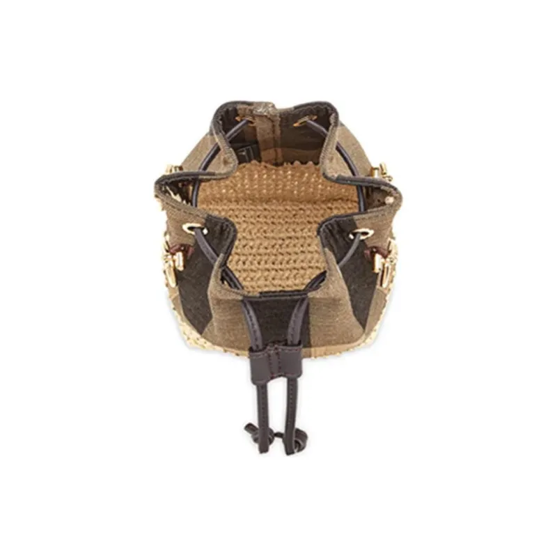 FENDI Mon Tresor Jacquard Canvas Bucket Bag Shoulder Bag Crossbody Bag Handbag Mini Women's Brown-3