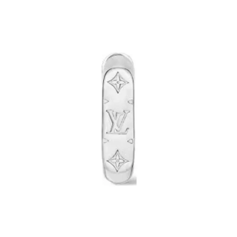 LOUIS VUITTON Monogram Chain Hoop Earring-0