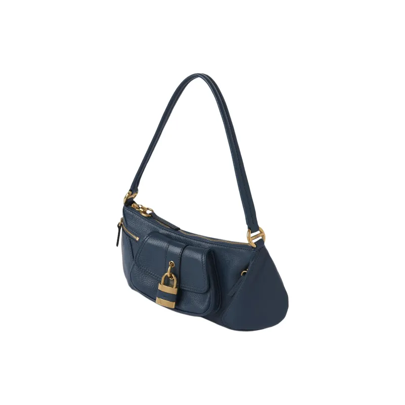 Chloe Shiny Grained Calfskin Handbag Shoulder Bag Regular Women's Tapestries Blue-1