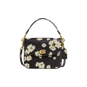COACH Cassie Polished Pebbled Leather Shoulder Bag Crossbody Bag Handbag Small Size Women's Black & Multicolor